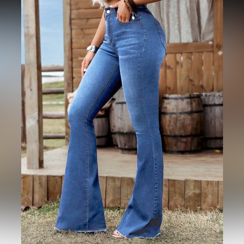 Denim Blue Wide Leg Jeans